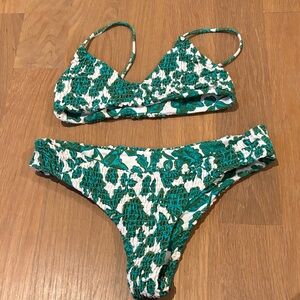 Citrine green cheeky  Floral Bikini Set